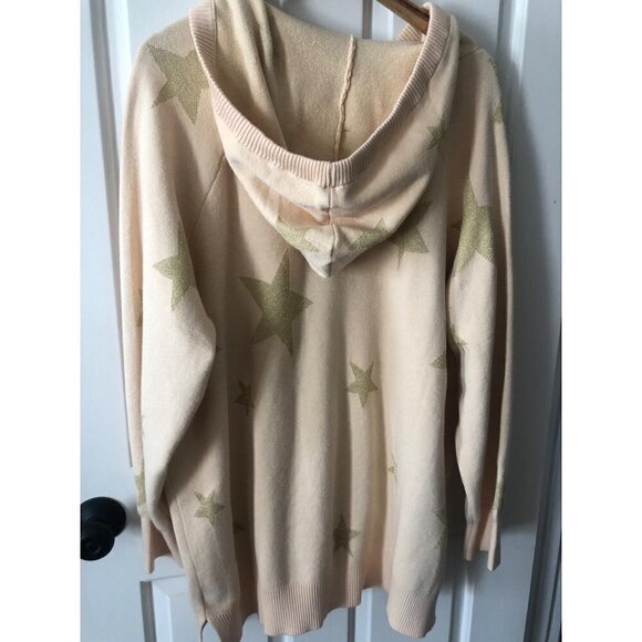 NWOT Woman's Plus Size Torrid Jacquard Pullover Hooded Sweater Ivory and Gold Si - Picture 8 of 12